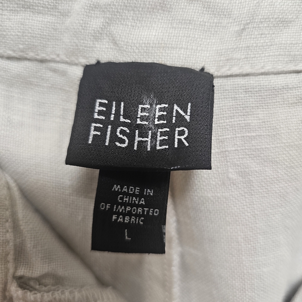 Women's Pants Eileen Fisher Cream 100% Irish Linel Size L - Picture 2 of 8